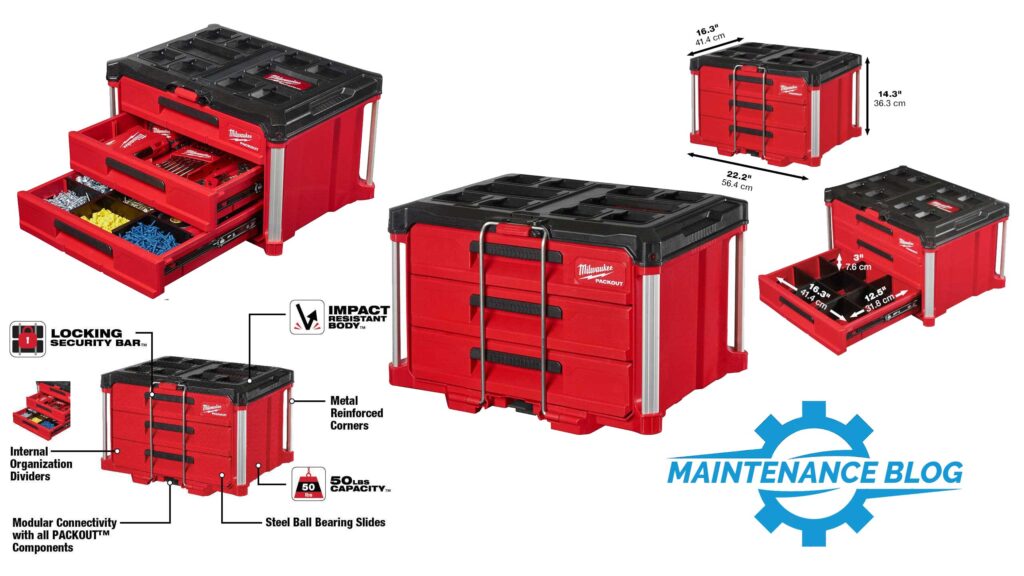 Milwaukee Packout 3-Drawer Tool Box 48-22-8443 Mobile Modular Tool Storage